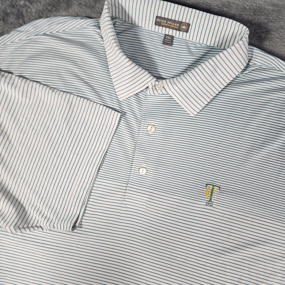 Peter Millar 2XL Summer Comfort Striped Trenton Country Club Golf Polo Shirt XXL